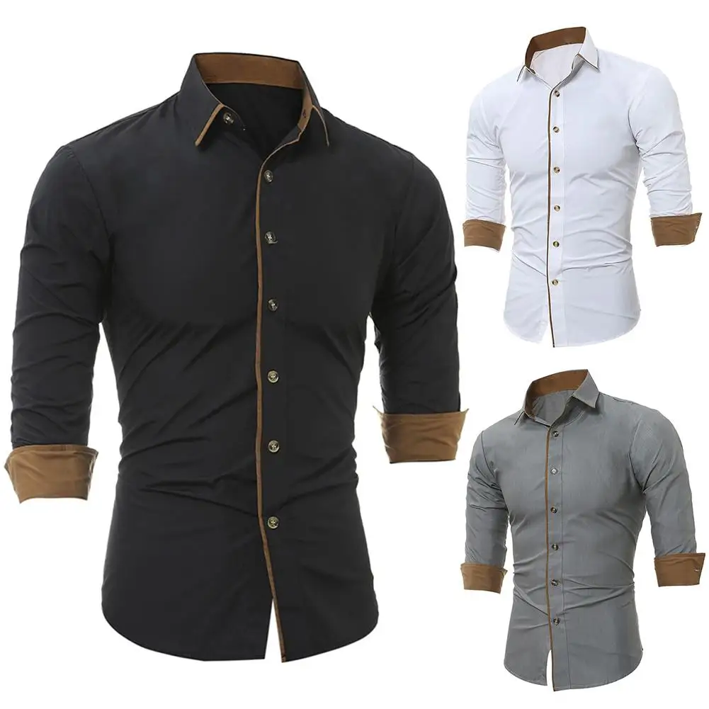 

Casual Shirts Men Solid Color Long Sleeve Buttons Down Shirt Cotton Plus Size Blouse Slim Handsome Men's Shirt Office shirt