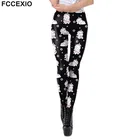Леггинсы FCCEXIO женские с мультяшным принтом, эластичные штаны для бега и фитнеса, с эффектом пуш-ап, с изображением единорога и кота