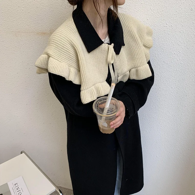 

Осенне-зимняя женская рубашка, накладной воротник, шаль, съемная половинная рубашка, вязаный накладной воротник, накладной воротник, женски...