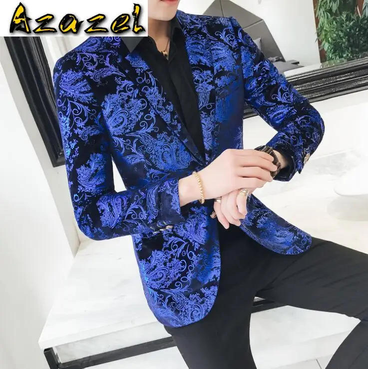 

HOT New Men Wedding Suit Male Blazers Slim Fit Suits For Men Business Formal Party Blue jackets Hairstylist Bar stage costume