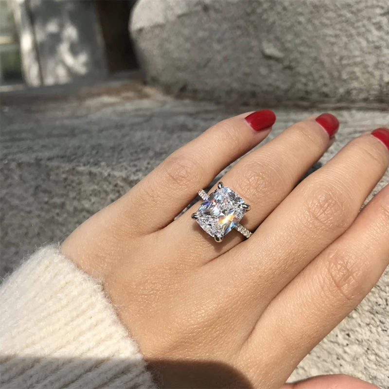 LESF 925 Sterling Silver 8 Carat Moissanite Ring Engagement Jewelry For Women Big Stone Wedding |