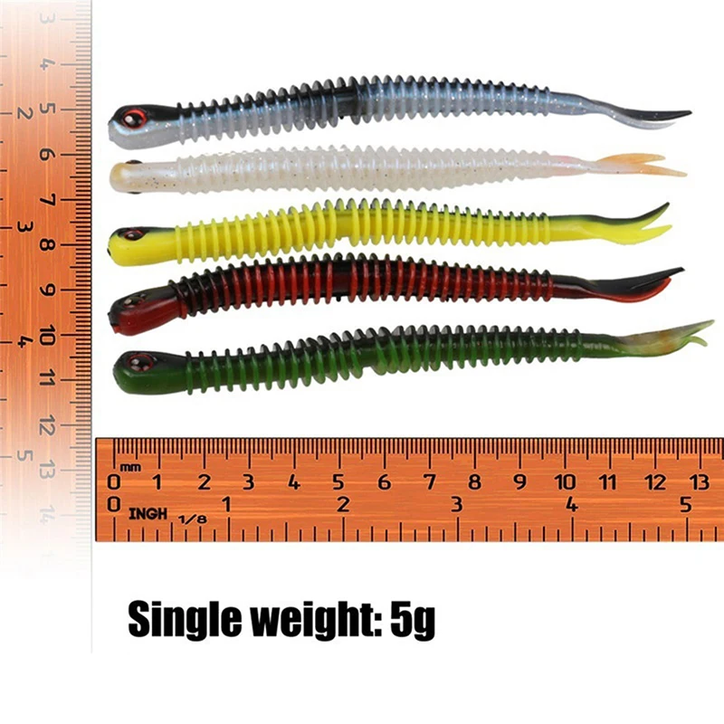 

5pcs 12.5cm Soft Rubber Bait Fishing Lure Jig Wobbler Carp color random Bait Soft Swimbait Fishing Artificial Worm Silicone R1M0