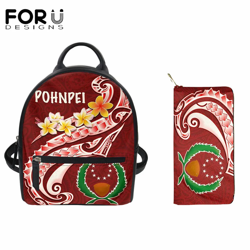 

Новинка 2021, Модный женский мини-рюкзак FORUDESIGNS, полинезийские племена Понпеи, рюкзак из искусственной кожи с принтом Plumeria для девочек-подрост...