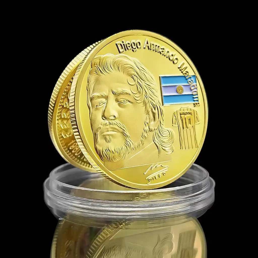 Европейский Король футбола Марадона позолоченная памятная монета Аргентина
