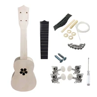 21 inch ukulele diy kit carved with sakura pattern soundhole build and paint your own musical instrument toys wood color