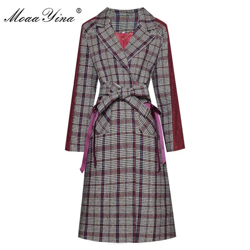MoaaYina модное дизайнерское шерстяное пальто зимнее женское с длинным рукавом на