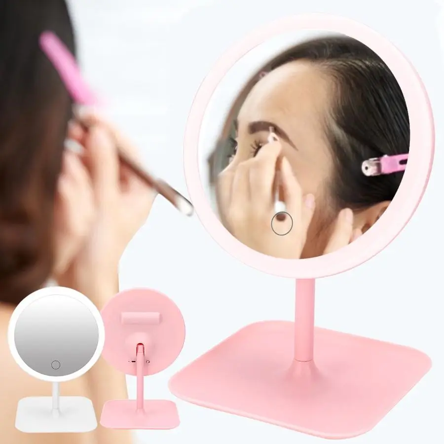 Настольное косметическое зеркало с USB зарядкой регулируемое светодиодное для