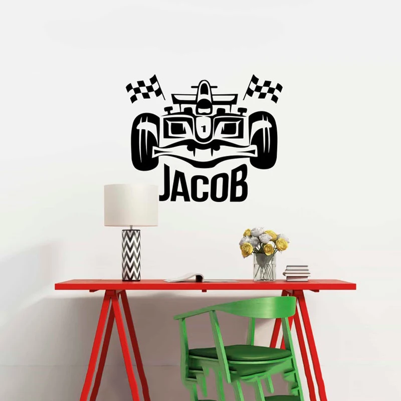 

Personalized Name Wall Decal Vinyl Sticker Race Car Formula 1 Wall Art Deco car wall decal ,car wall sticker A1-074