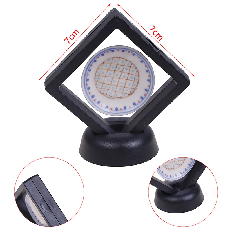 

1 set 3D Floating Holde Displays Square Dishes Plates Dollhouse Plate Display Showcase For Gifts 7*7CM