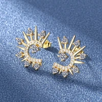fashion exaggeration sunflower earrings gold plated exquisite zircon women earrings personalized girl bar party jewelry