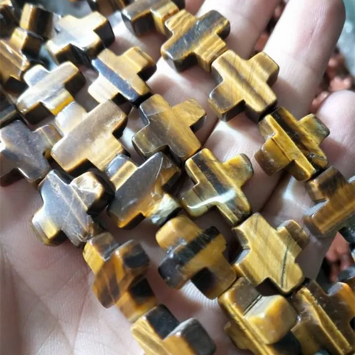 25 шт. природа желтый тигровый глаз струны крест Форма 15X15MM индийского агата