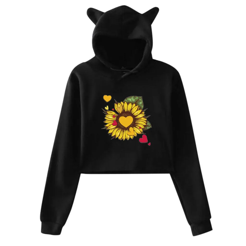 Лидер продаж Женская толстовка поясничные толстовки с принтом длинными рукавами