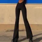 Длинные брюки для высоких женщин V-образной формы талии с пуговичным перекрестным ремешком расклешенные повседневные брюки женские пикантные модные длинные брюки