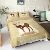 brown duvet cover cute deer pattern bed clothes king queen size comforter sets fabic duvet cover with pillowcases