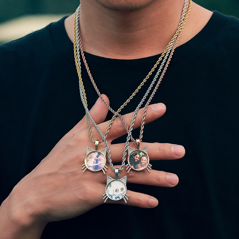 

Индивидуальное ожерелье с подвеской, круглое ожерелье с фотографией, мужские украшения в стиле хип-хоп, персонализированная подвеска с именем на заказ, подарок с подвеской