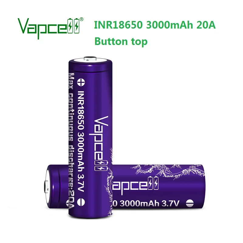 Бесплатная доставка Vapcell 18650 3000 мА/ч 20A Топ на пуговицах 3 7 v литий ионная батарея