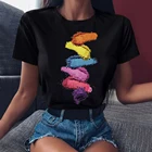 Футболка WVIOCE женская с 3D принтом лака для ногтей, модная летняя футболка, Свободный Топ в стиле тумблр, женские футболки