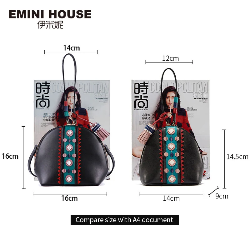 EMINI HOUSE индийский стиль мини сумка спилок кожа кисточка через плечо сумки для