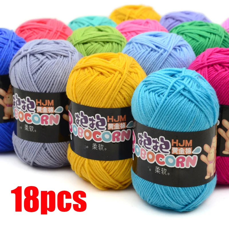 

18pcs 50g Yarn for Knitting Wholesale Milk Cotton Yarn Thread Hilos Para Tejer A Ganchillo Crochet