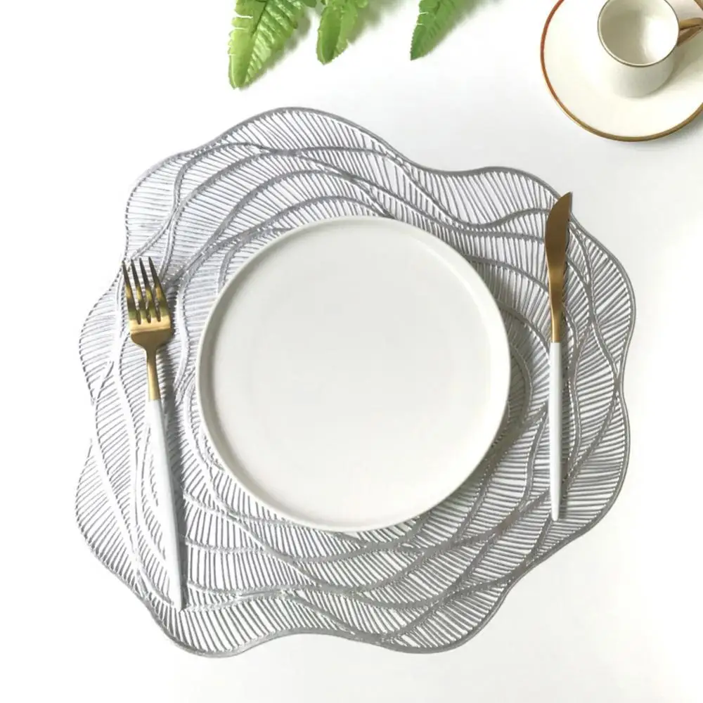 

Pad Table Mat Placemat 2Pcs Rose Flower Hollow Bowl Dish Cup Restaurant Decor