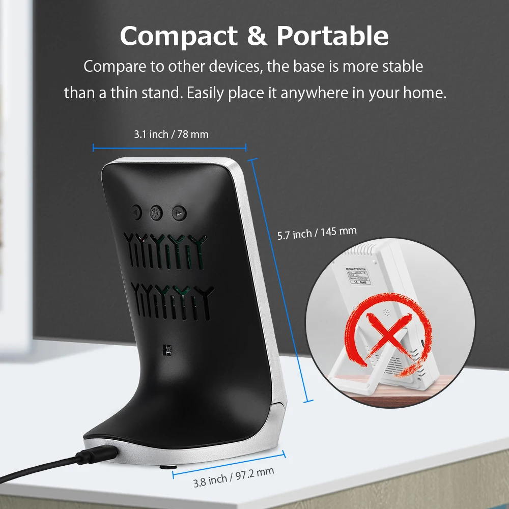 Монитор качества воздуха точный тестер для формальдегида (HCHO) TVOC PM2.5/PM1.0/PM10 AQI