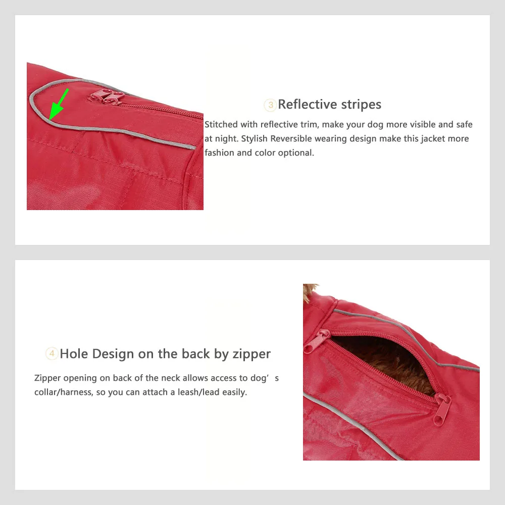 Светоотражающая Двусторонняя зимняя куртка для собак водонепроницаемый теплый