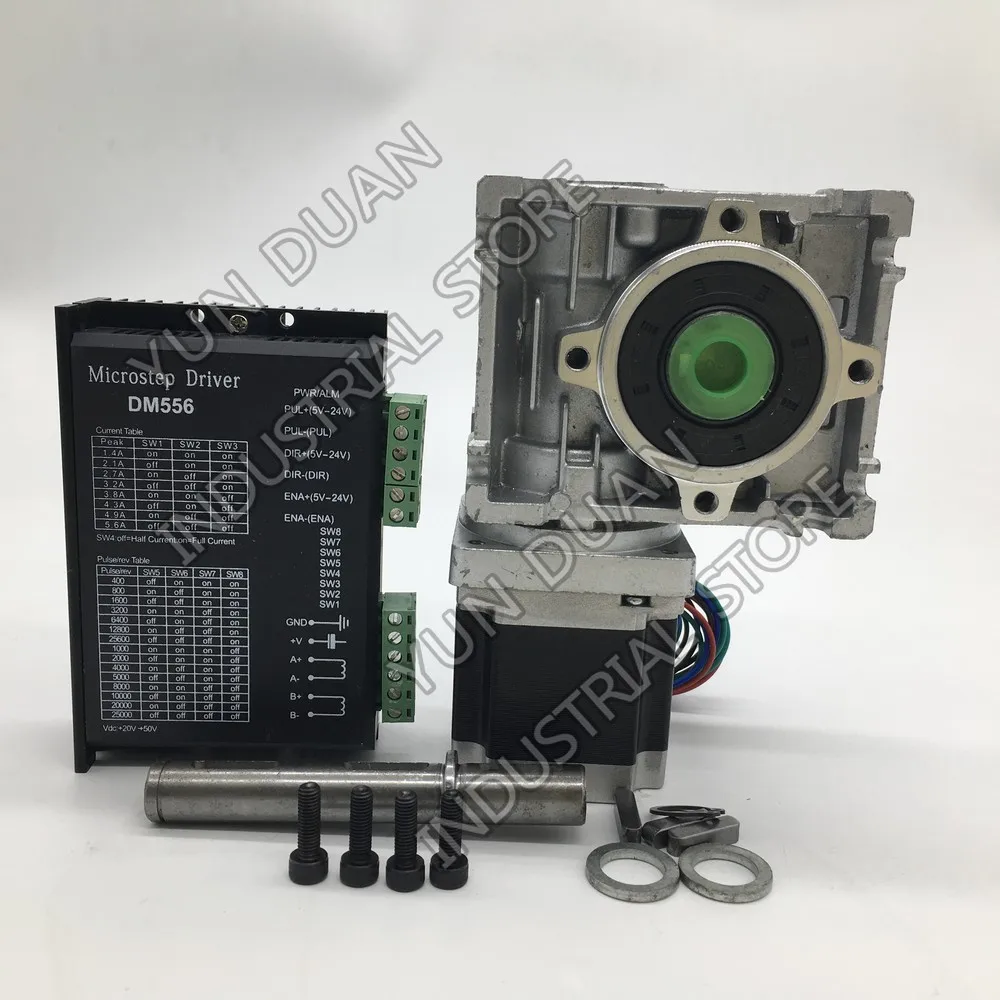 25:1 червячная коробка передач RV030 редуктор скорости 14 мм выход с Nema23 шаговый