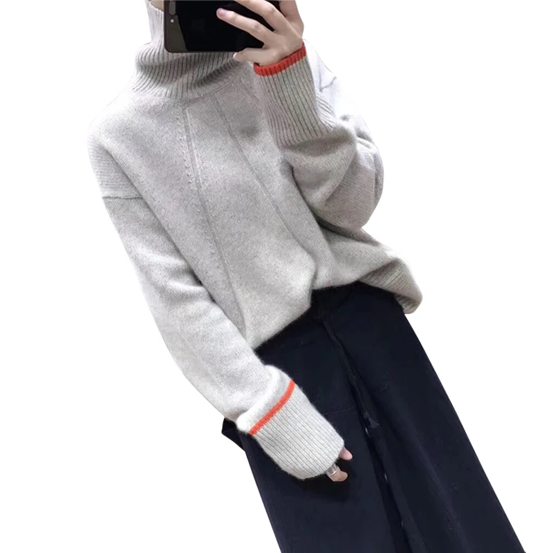 

2020 Autumn winter clothes Women New Cashmere Sweater Woman Knitted Sweater Fashion Turtleneck Women Loose Large size Pullover