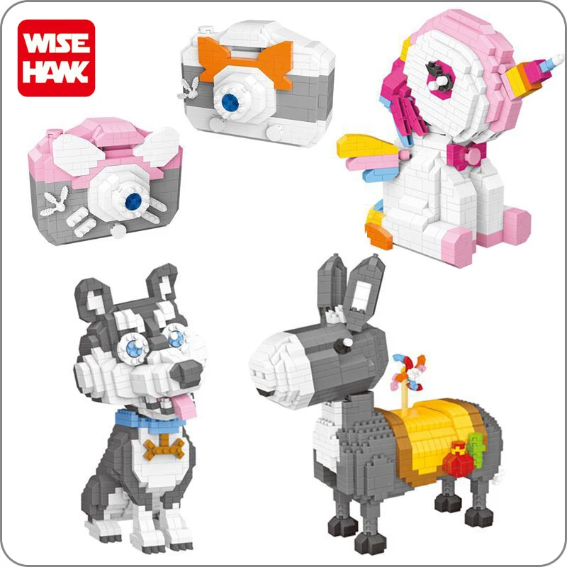 Weagle Siberian Husky Dog Rainbow Horse Donkey Windmill Animal Pet Camera 3D Mini Diamond Blocks Bricks Building Toy Gift no Box | Игрушки и