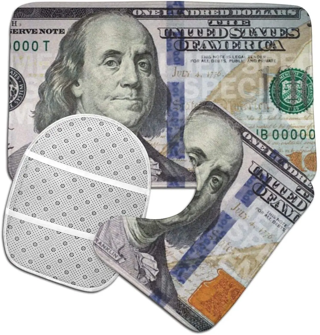 Miglior $100 Bill Comodo Flanella Tappeto Da Bagno Set 3 Pezzi Di Morbido Tappetino Da Bagno Antiscivolo Con Cuscino Tappeto Contorno