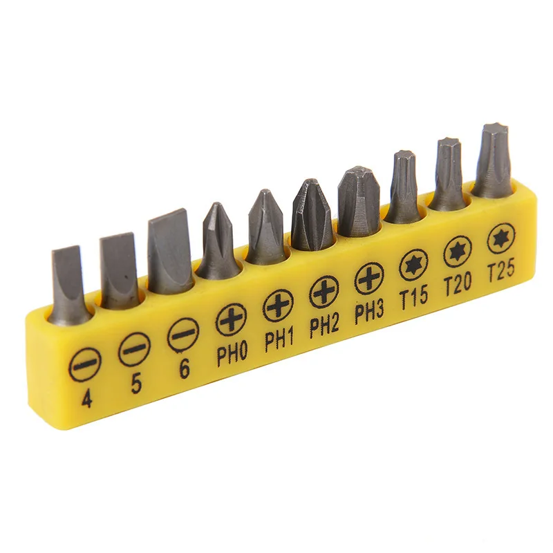 

10pcs Carbon Steel Screwdriver Bit Set Magnetic High Hardness Batch Head Screw Driver Bits Slotted Phillips Hexagon Drill Bits