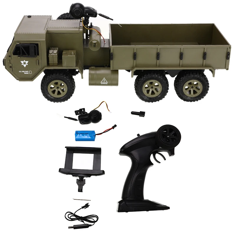 Радиоуправляемая машина 1/16 2 4G 6WD для бездорожья военный грузовик с дистанционным