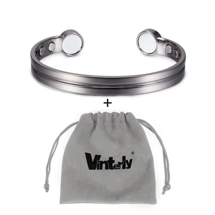 Vinterly Copper Bracelets for Women Silver Color Pure Copper Magnetic Bracelet Health Energy Adjustable Cuff Bracelets Bangles - Окраска металла: s bag