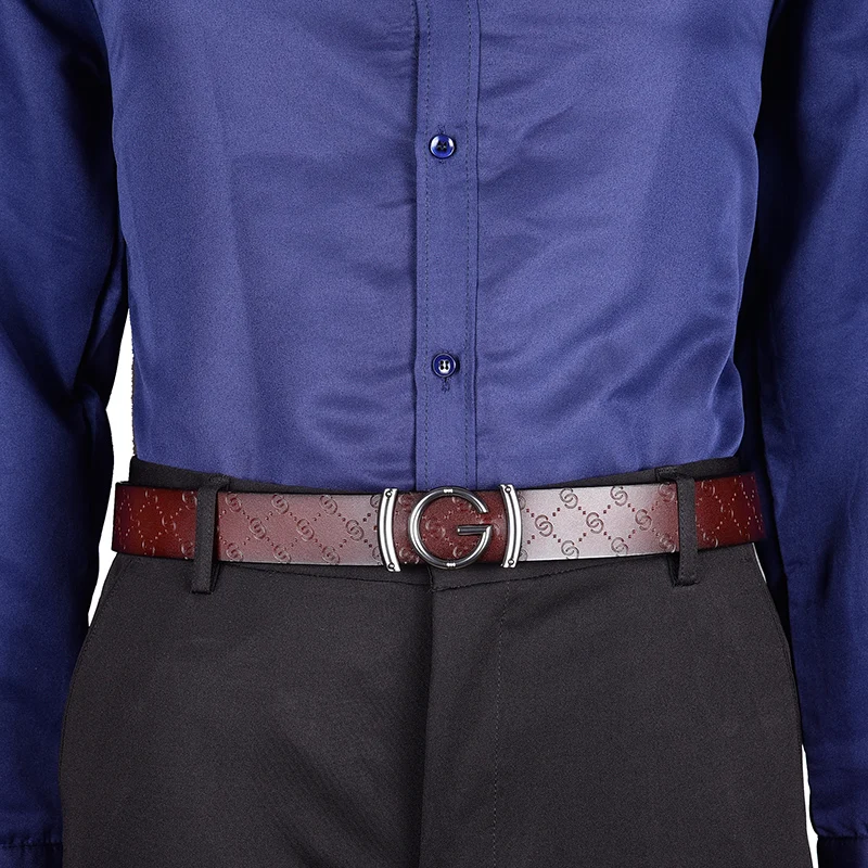 

New smooth buckle men's belt Men's Luxury Brand Male Genuine Leather Strap Belts Top Quality Belts Cummerbunds