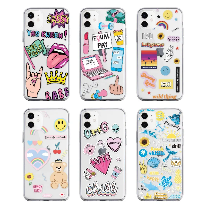 

Summer Queen Good Vibes Stickers Case For iPhone 11 Pro 7Plus 14 14ProMax 14Plus 13Promax Soft Clear TPU Phone Case Cover Fundas