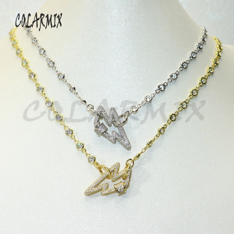 

3pcs Fashion Lightning necklace crystal link necklace retention metal lightning accessories for women 50638
