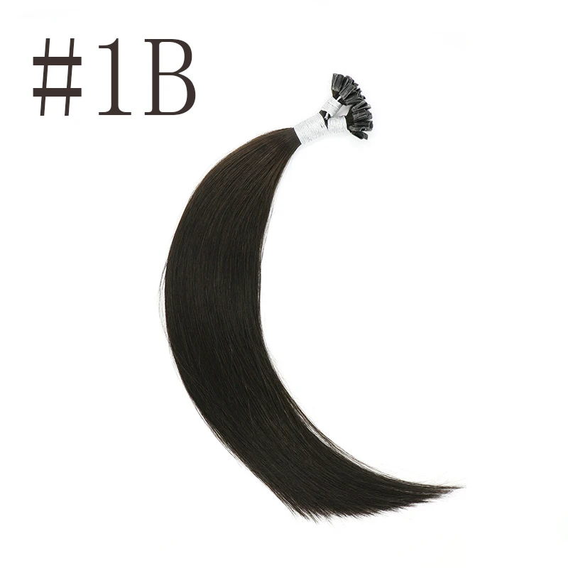 # 1B Sindra 1"-24" Fusion keratin u tip волосы для наращивания 1 г/шт. Remy ногтей/u-кончик прямые кератиновые предварительно склеивающиеся человеческие волосы - Цвет: # 1B