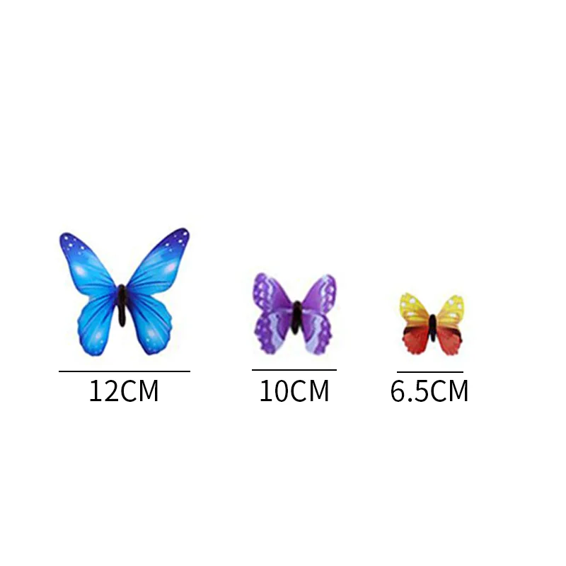 

12Pcs/lot Luminous Butterfly Decal Art Wall Stickers 3D Colorful Butterflies for wedding Party Bedroom Living Room Decoration