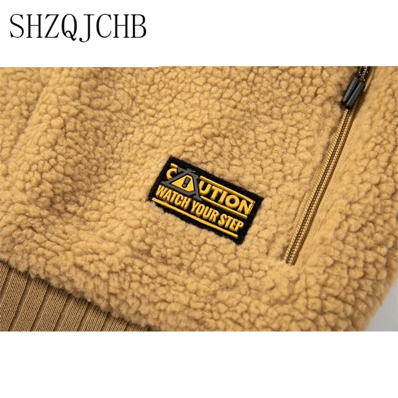 

Thick Warm Men Jacket Lambswool Casual Zipper Solid Outwear Coat 2021 Winter New Mens Windproof Bomber Jackets Outdoor Tracksuit