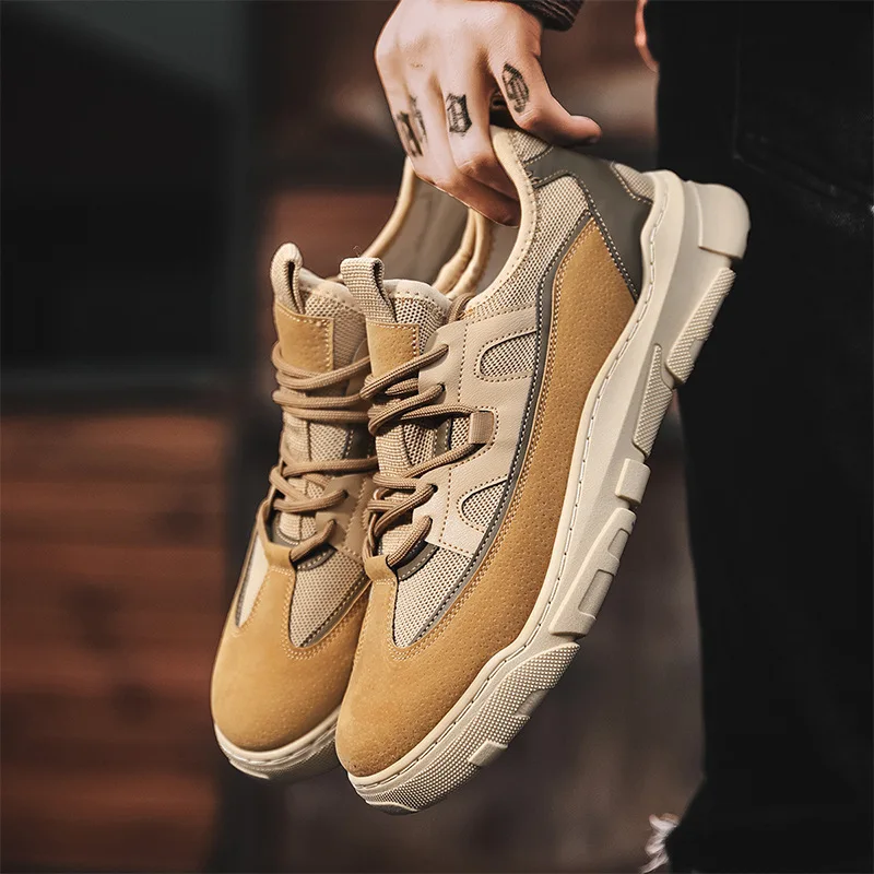 

2021 Brand New Men leather Casual shoes Fashion Spring Patchwork Cool Flat Casual Sport Shoes Leisure sneakers 3 Colors