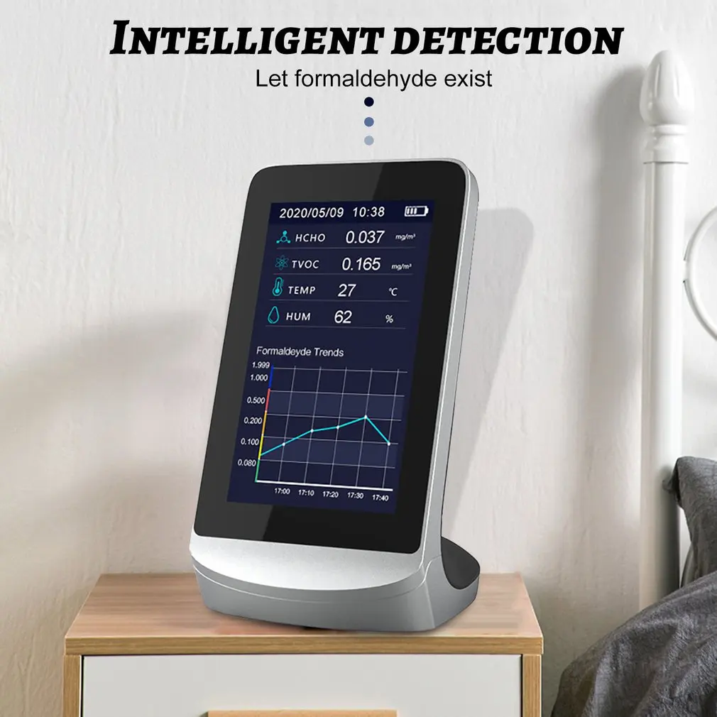 

Formaldehyde Detector Indoor Multi-function Air Detector Tvoc Monitor 4.3 Inch Desktop Portable Air Quality Monitor