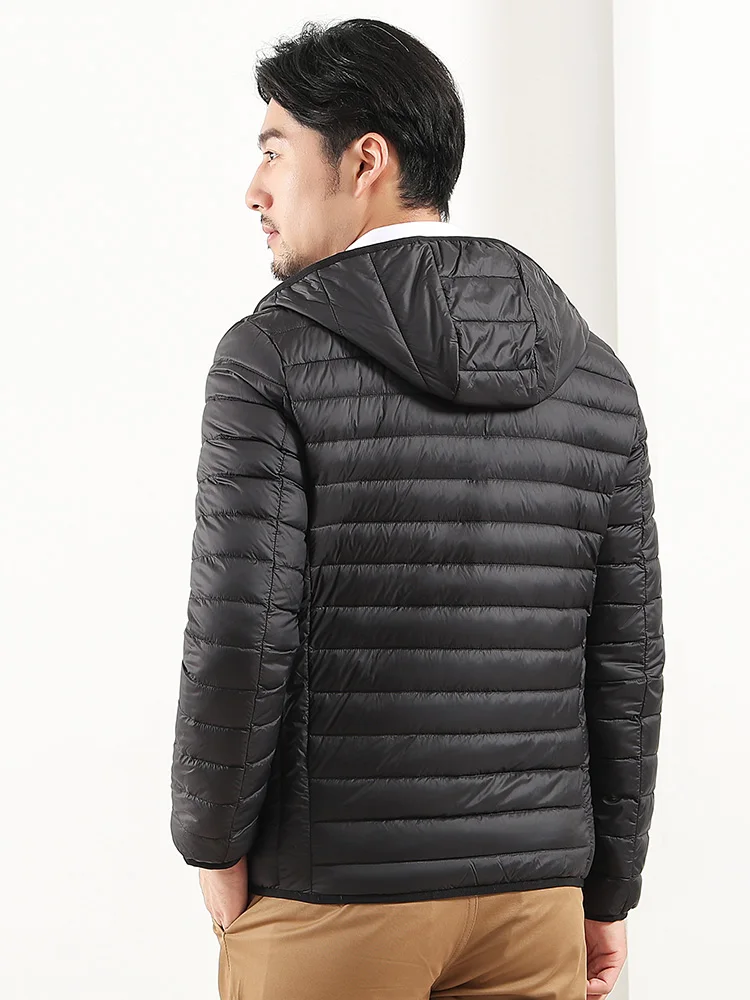 

CHERICOM New down jacket men's lightweight solid color hooded autumn down jacket fashion casual coat