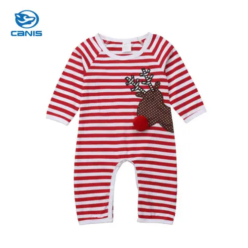 My First Christmas/комбинезон в полоску с длинными рукавами для маленьких мальчиков и