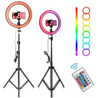 10 inch ring light 1618 light colors photo 26cm dimmable portrait lighting with 165cm tripod for smartphone live streaming