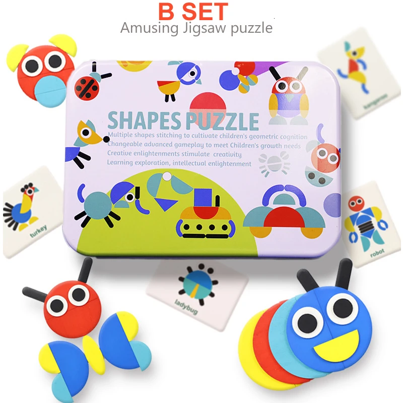 3D головоломки Монтессори Деревянные игрушки для детей геометрическая форма