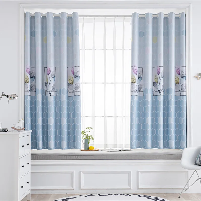 Новый светильник синие короткие занавески для детской комнаты с красивыми