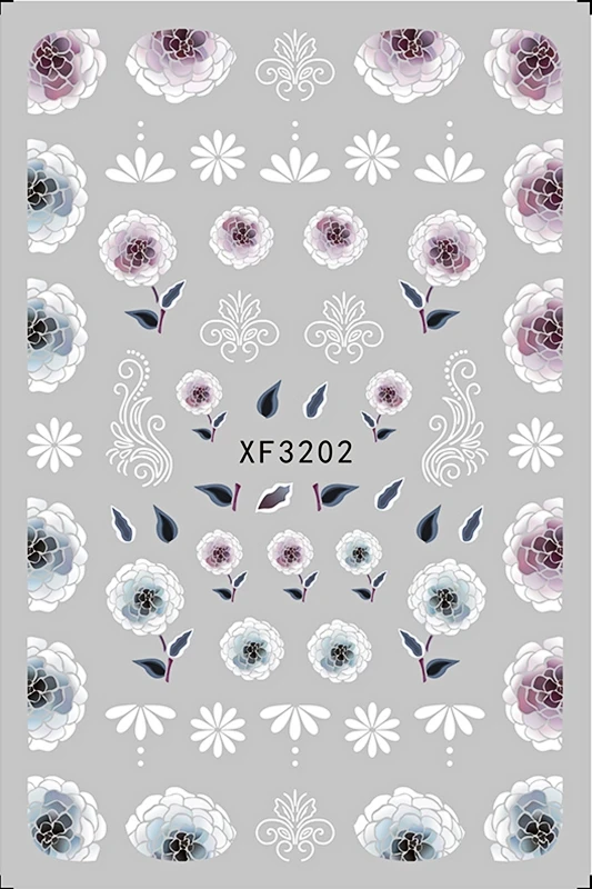 XF3202 Цветочные узоры! Лак для ногтей задний клей деколь декорации дизайн ногтей стикер для ногтей Советы красоты - Цвет: XF3202