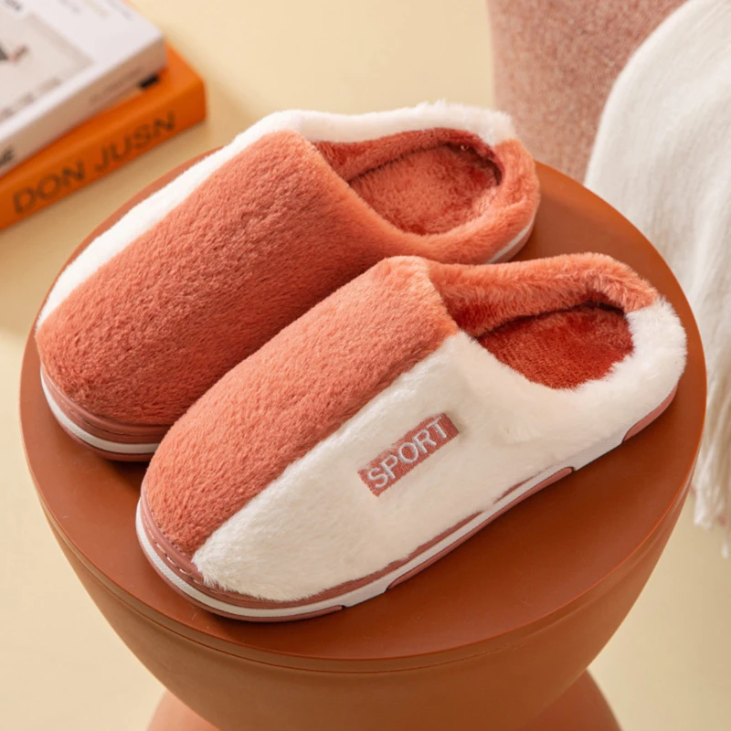 

Women Winter Home Slippers Lovers Slippers Two-color Shoes Non-slip Plush Comfort Soft Winter Warm House Slipper Indoor Bedroom