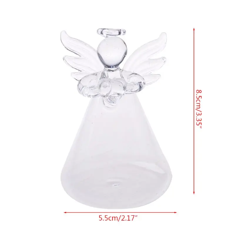 

B0KB Angel Clear Glass Wall Hanging Vase Bottle for Plant Flower Decorations