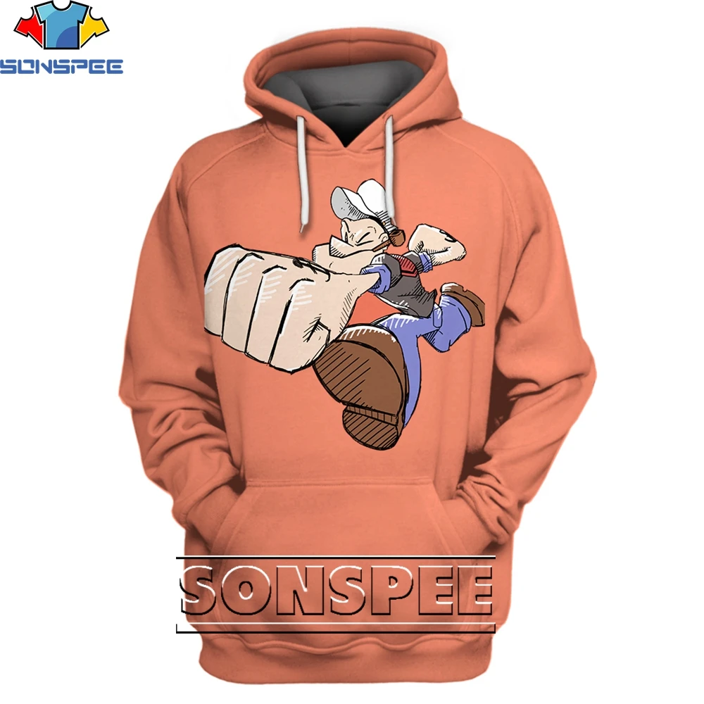 

SONSPEE 3D Popeye Fashion Casual Loose Round Neck Hoodie Men/Women Punk Hip Hop Trend Street Fashion Personality Harajuku Style